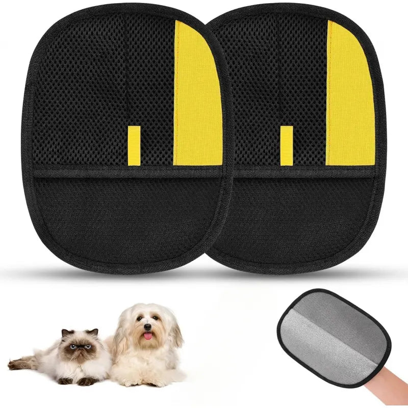 Two pet hair removal gloves, as received with the Duo offer